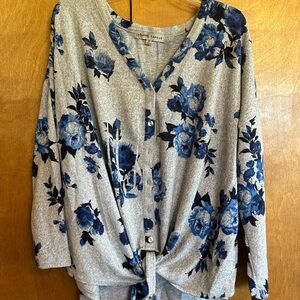 Absolutely Famous Gray and Blue Cardigan